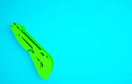 Green Police shotgun icon isolated on blue background. Hunting shotgun. Minimalism concept. 3d illustration 3D renderの写真素材