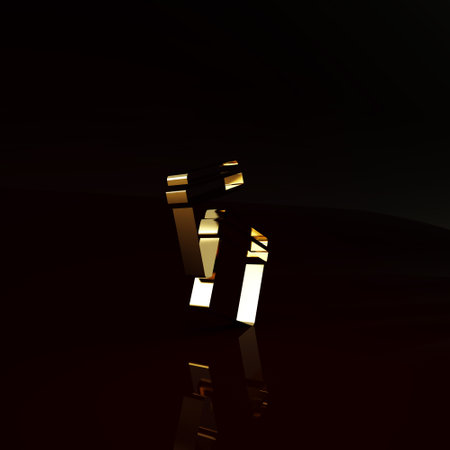 Gold Plastic bag with ziplock icon isolated on brown background. Minimalism concept. 3d illustration 3D renderの写真素材