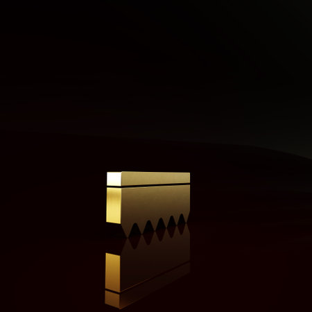 Gold Sponge icon isolated on brown background. Wisp of best for washing dishes.の写真素材