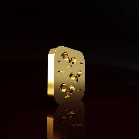 Gold Plant icon isolated on brown background. Seed and seedling. Leaves sign. Leaf nature. Minimalism concept. 3d illustration 3D renderの写真素材