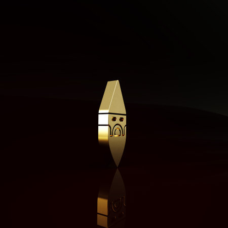 Gold Wizard warlock icon isolated on brown background. Minimalism concept. 3d illustration 3D renderの写真素材