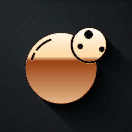 Gold Planet icon isolated on black background. Long shadow style. Vectorのイラスト素材