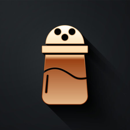 Gold Salt icon isolated on black background. Cooking spices. Long shadow style. Vectorのイラスト素材