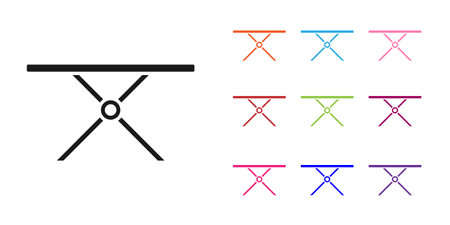 Black Ironing board icon isolated on white background. Steam iron. Set icons colorful. Vectorのイラスト素材