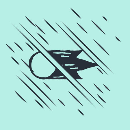 Black Comet falling down fast icon isolated on green background. Glitch style. Vectorのイラスト素材