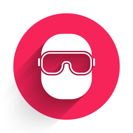 White Ski Goggles Icon Isolated With Long Shadow Extreme Sport Sport Equipment Red Circle Button Vectorのイラスト素材 ストックフォト 写真素材のstock Foto ストックドット フォト