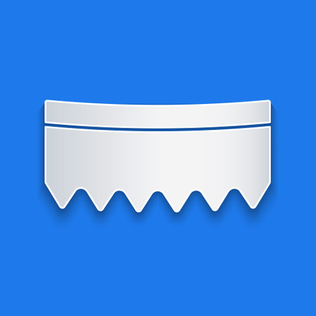 Paper cut Sponge icon isolated on blue background. Wisp of bast for washing dishes. Cleaning service logo. Paper art style. Vectorのイラスト素材