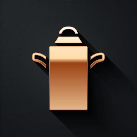 Gold Can container for milk icon isolated on black background. Long shadow style. Vectorのイラスト素材