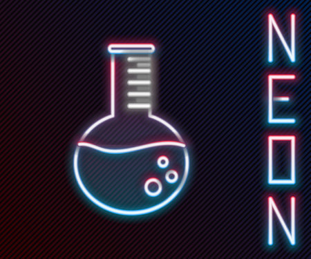 Glowing neon line Oil petrol test tube icon isolated on black background. Colorful outline concept. Vector Illustrationのイラスト素材