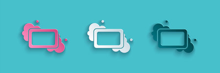 Paper cut Bar of soap icon isolated on blue background. Soap bar with bubbles. Paper art style....