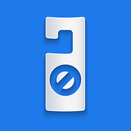 Paper cut Please do not disturb icon isolated on blue background. Hotel Door Hanger Tags. Paper art style. Vectorのイラスト素材