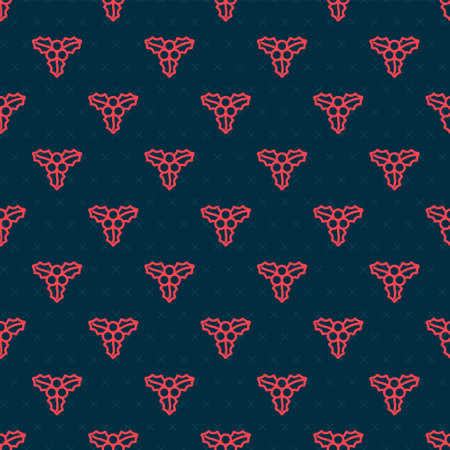 Red line Branch viburnum or guelder rose icon isolated seamless pattern on black background. Merry Christmas and Happy New Year. Vectorのイラスト素材