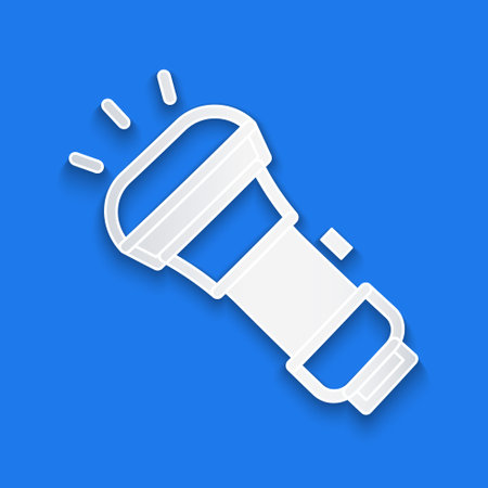 White line Flashlight icon isolated on blue background. 4K Video motion graphic animationのイラスト素材