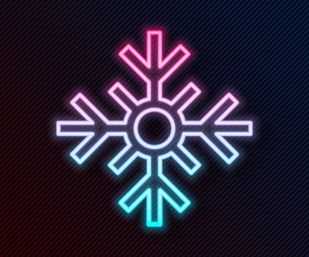 Glowing neon line Snowflake icon isolated on black background. Merry Christmas and Happy New Year. Vectorのイラスト素材