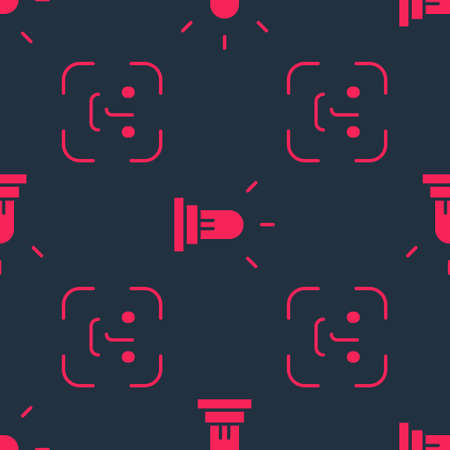 Set Face recognition and Motion sensor on seamless pattern. Vectorのイラスト素材