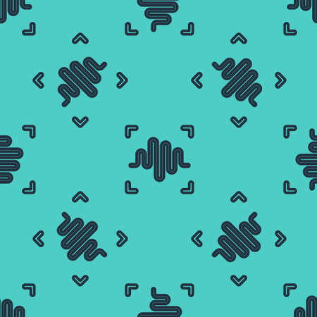 Black line Voice recognition icon isolated seamless pattern on green background. Voice biometric access authentication for personal identity recognition. Cyber security. Vectorのイラスト素材