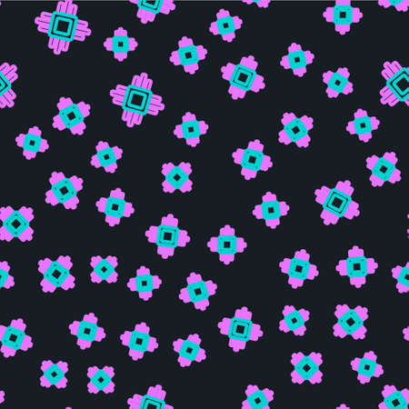 Line Computer processor with microcircuits CPU icon isolated seamless pattern on black background. Chip or cpu with circuit board. Micro processor. Vector Illustrationのイラスト素材
