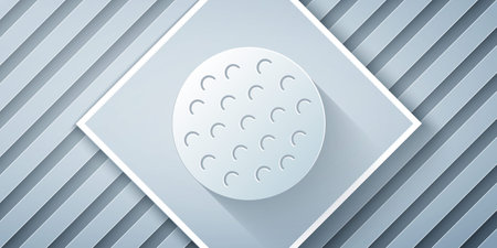 Paper cut Golf ball icon isolated on grey background. Paper art style. Vectorのイラスト素材