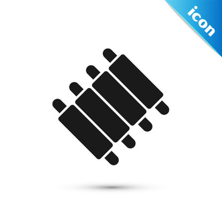 Grey Grilled pork bbq ribs icon isolated on white background. Vectorのイラスト素材