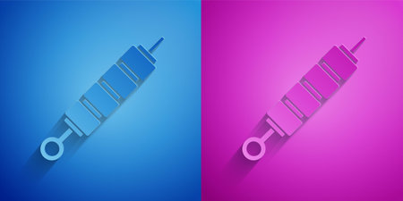 Gold and silver Grilled shish kebab on skewer stick icon isolated on background. Meat kebab on skewer stick. Picnic with grilled meat. Long shadow style. Vectorのイラスト素材