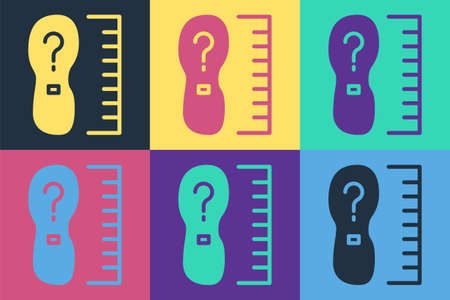 Pop art Square measure foot size icon isolated on color background. Shoe size, bare foot measuring. Vectorのイラスト素材