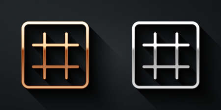 Gold and silver Waffle icon isolated on black background. Long shadow style. Vectorのイラスト素材