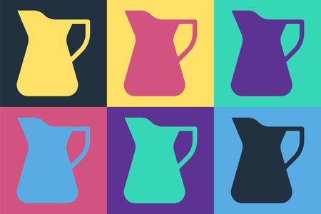 Pop art Bottle of olive oil icon isolated on color background. Jug with olive oil icon. Vectorのイラスト素材