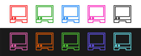 Set line Voice assistant icon isolated on black and white background. Voice control user interface smart speaker. Vectorのイラスト素材