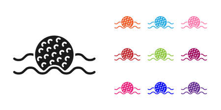 Black Golf ball in water icon isolated on white background. Set icons colorful. Vectorのイラスト素材