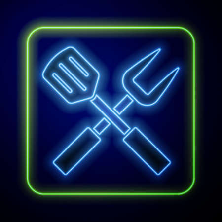 Set Crossed fork and spatula icon isolated on white and green, black background. BBQ fork and spatula sign. Barbecue and grill tools. Vectorのイラスト素材