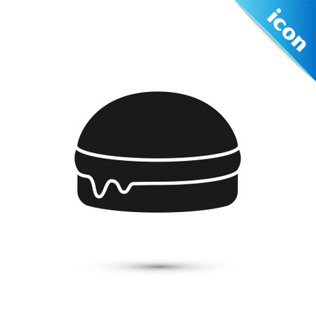 Grey Burger icon isolated on white background. Hamburger icon. Cheeseburger sandwich sign. Fast food menu. Vectorのイラスト素材
