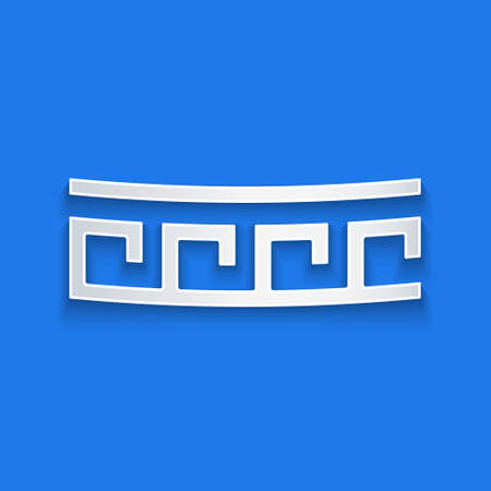 Paper cut Ancient Greek pattern icon isolated on blue background. Paper art style. Vectorのイラスト素材