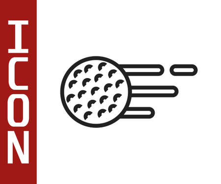 Black line Golf ball icon isolated on white background. Vectorのイラスト素材