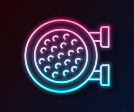 Glowing neon line Golf sport club icon isolated on black background. Vectorのイラスト素材