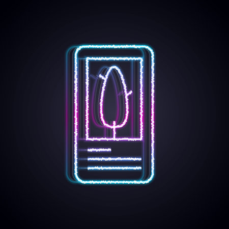 Glowing neon line Tarot cards icon isolated on black background. Magic occult set of tarot cards. Vectorのイラスト素材