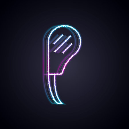Glowing neon line Rib eye steak icon isolated on black background. Steak tomahawk. Piece of meat. Vectorのイラスト素材