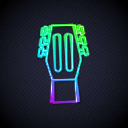 Glowing neon line Guitar icon isolated on black background. Acoustic guitar. String musical instrument. Vectorのイラスト素材