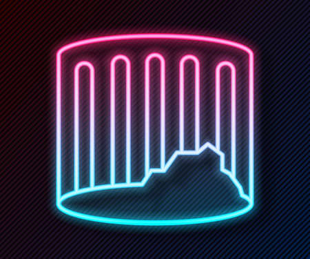 Glowing neon line Ancient column icon isolated on black background. Vectorのイラスト素材