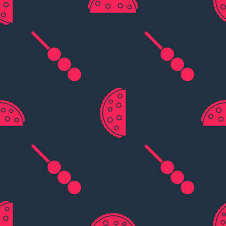 Set Meatballs on wooden stick and Taco with tortilla on seamless pattern. Vectorのイラスト素材