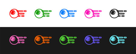 Set line Billiard pool snooker ball with number 8 icon isolated on black and white background....