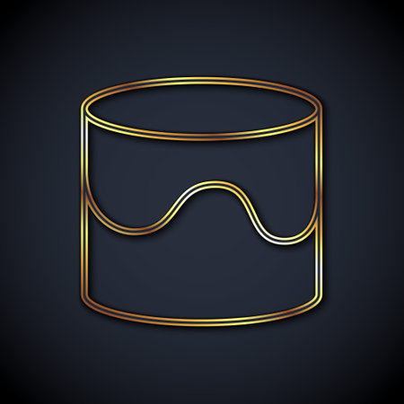 Gold line Cake icon isolated on black background. Happy Birthday. Vectorのイラスト素材