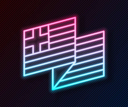 Glowing neon line Greece national flag icon isolated on black background. Vectorのイラスト素材