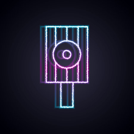 Glowing neon line Spray can nozzle cap icon isolated on black background. Vectorのイラスト素材