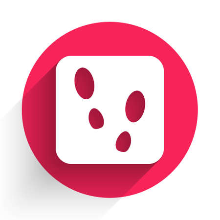 White Human footprints shoes icon isolated with long shadow. Shoes sole. Red circle button. Vectorのイラスト素材