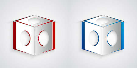 Paper cut Billiard chalk icon isolated on grey background. Chalk block for billiard cue. Paper art style. Vectorのイラスト素材