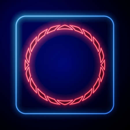 Glowing neon Bicycle wheel icon isolated on black background. Bike race. Wheel tire air. Sport equipment. Vectorのイラスト素材