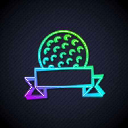 Glowing neon line Golf ball icon isolated on black background. Vectorのイラスト素材