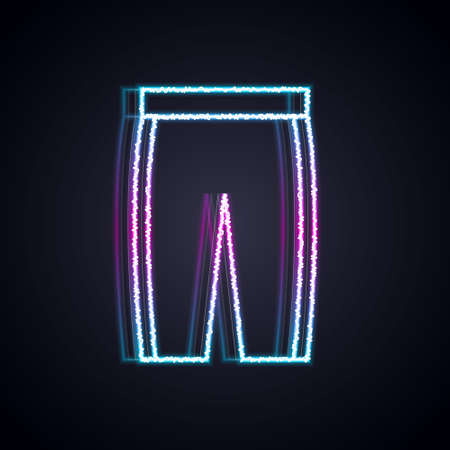 Glowing neon line Golf pants icon isolated on black background. Sport equipment. Sports uniform. Vectorのイラスト素材