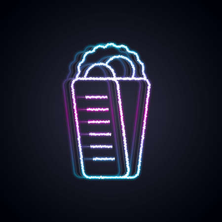 Glowing neon line Gyros Pita Greek fast food traditional cuisine icon isolated on black background. Gyro with greek salad in tzatziki sauce wrapped sandwich. Vectorのイラスト素材