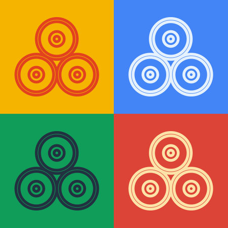 Pop art line Paint spray can icon isolated on color background. Vectorのイラスト素材